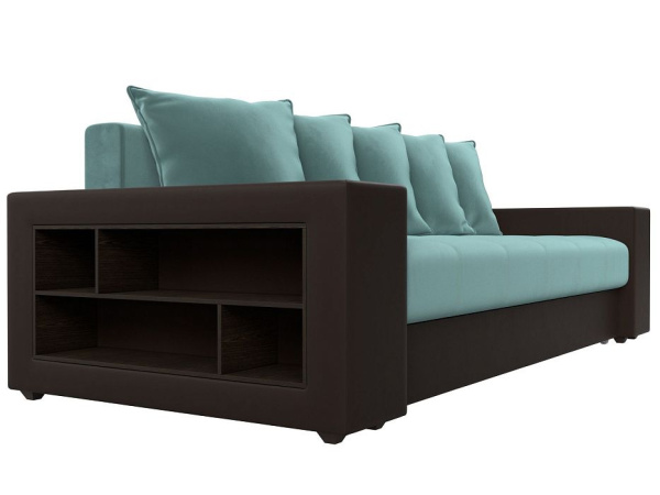 Диван прямой Дубай полки слева Велюр\Экокожа