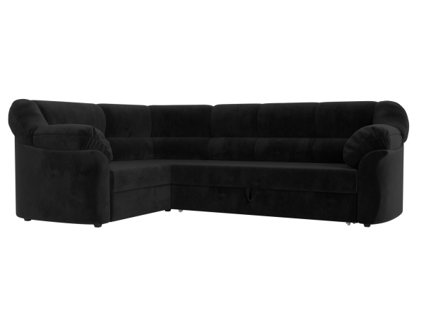 Диван угловой Карнелла левый угол Велюр (Черный)