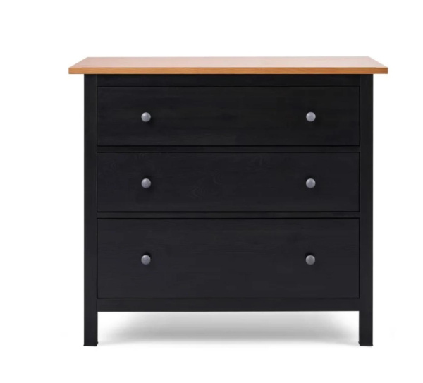 Комод 3 ящика Кымор Hemnes (Цвет Черный/светло-коричневый)