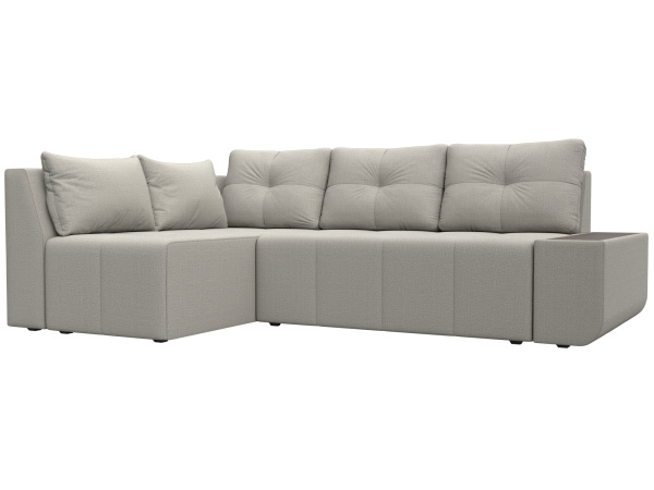 Диван угловой Амадэус левый угол Рогожка (Амур 02 бежевый)