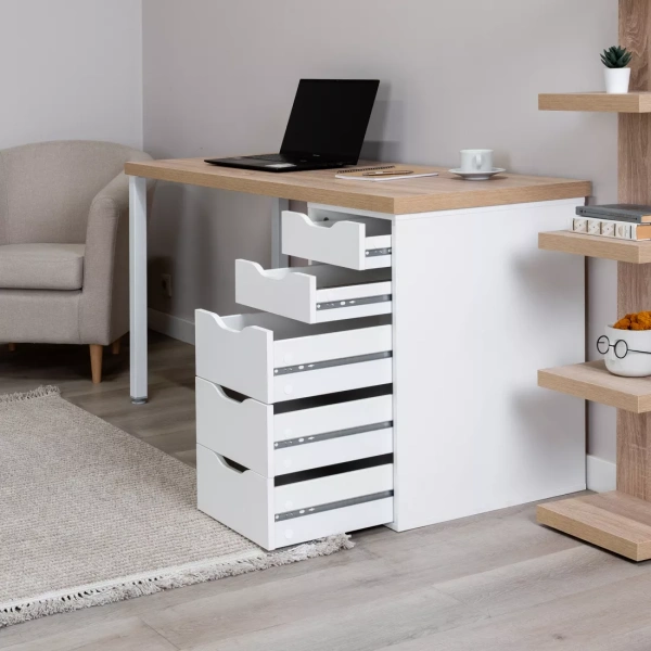 Стол письменный Ингар 2/5Т 140x75x55, дуб беленый/белый