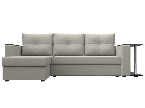 Диван угловой Атланта со столом левый угол Рогожка (Амур 02 бежевый)