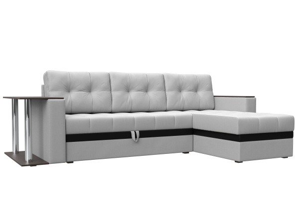 Диван угловой Атланта М правый угол Экокожа (Белый\Черный)