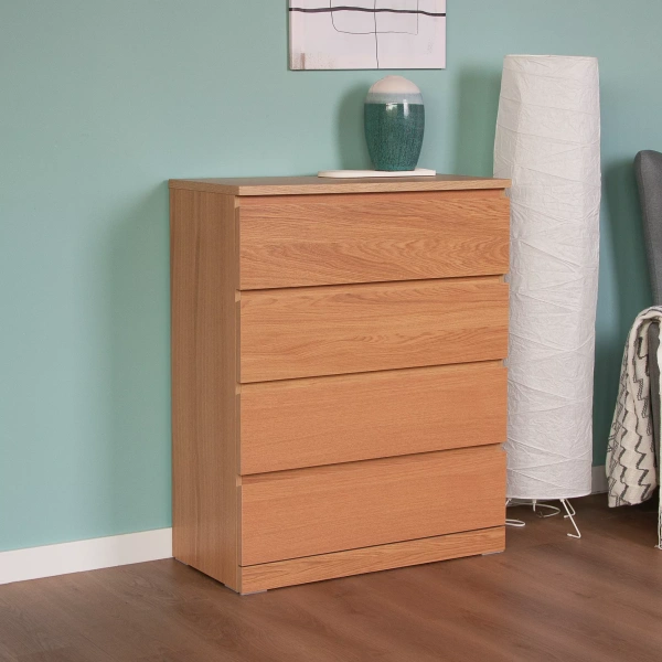 Комод Варма 4 с четырьмя ящиками, Дуб белёный