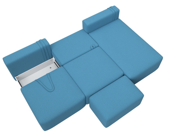 Диван угловой модульный с пуфом Лига-060 НПБ Лонг угол универсальный Рогожка